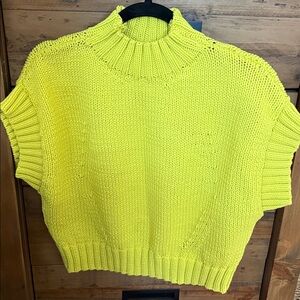 Anthropologie Maeve Mock-Neck Yellow Sweater